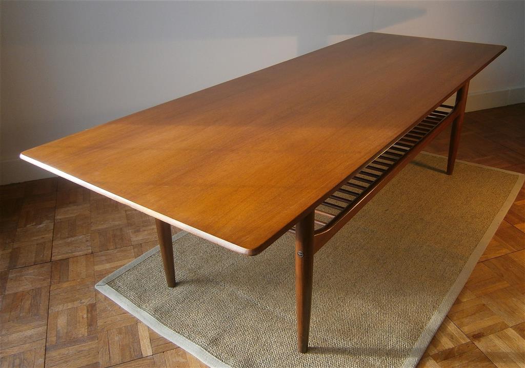 A teak Kofod Larsen for G plan large coffee table, width 160cm, depth 58cm, height 46cm